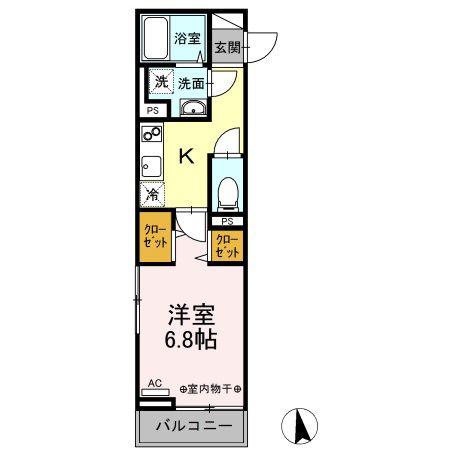 リナーシェ A(1K/2階)の間取り写真
