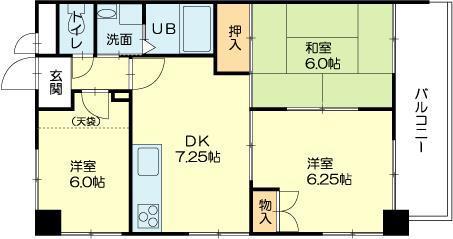 ピアイースト姫路白浜(3DK/2階)の間取り写真