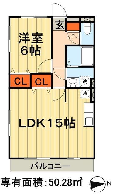 リヴェール星久喜(1LDK/1階)の間取り写真