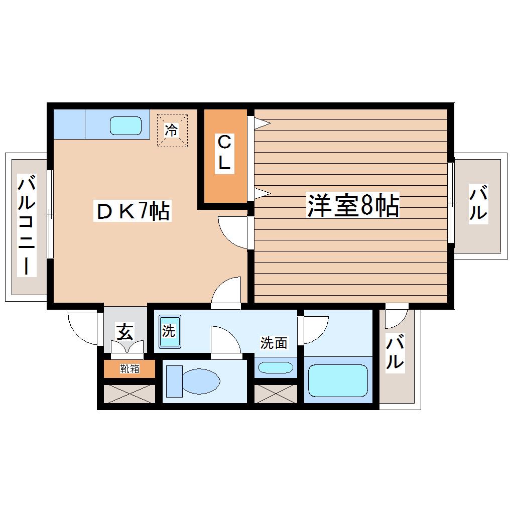 サンコートヒルズみずほ台II(1DK/1階)の間取り写真