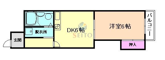 メゾンサプリーム(1DK/6階)の間取り写真