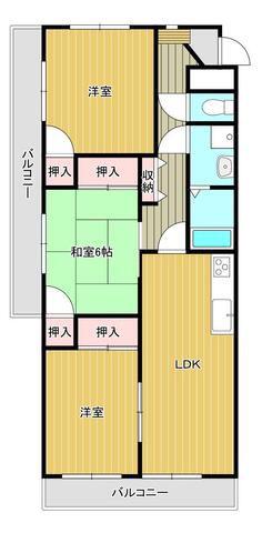 マンションYHY(3LDK/3階)の間取り写真