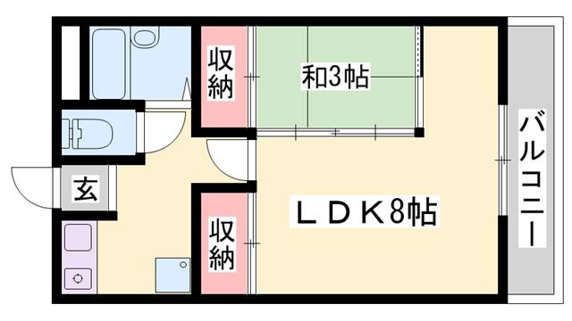 ラフェスタ加東(1LDK/2階)の間取り写真