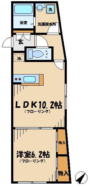ザ・パーククロス千歳烏山(1LDK/2階)の間取り写真