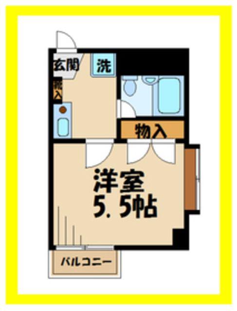 スカイコート登戸(1K/1階)の間取り写真