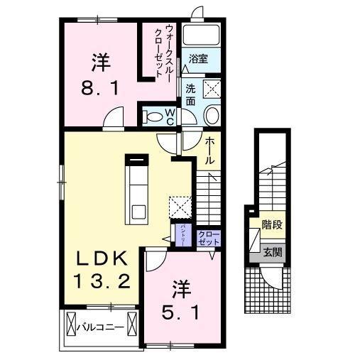 レジデンス MーⅢ(2LDK/2階)の間取り写真
