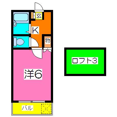 ヒルズ甲府(1K/2階)の間取り写真