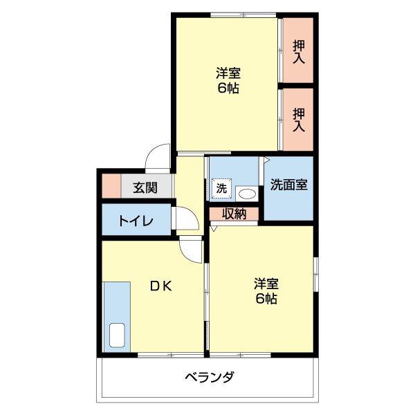 ルイースト・アーク(2DK/2階)の間取り写真
