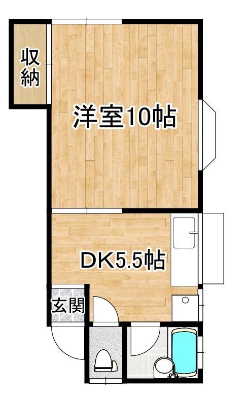 第一江口ハイツ(1DK/2階)の間取り写真