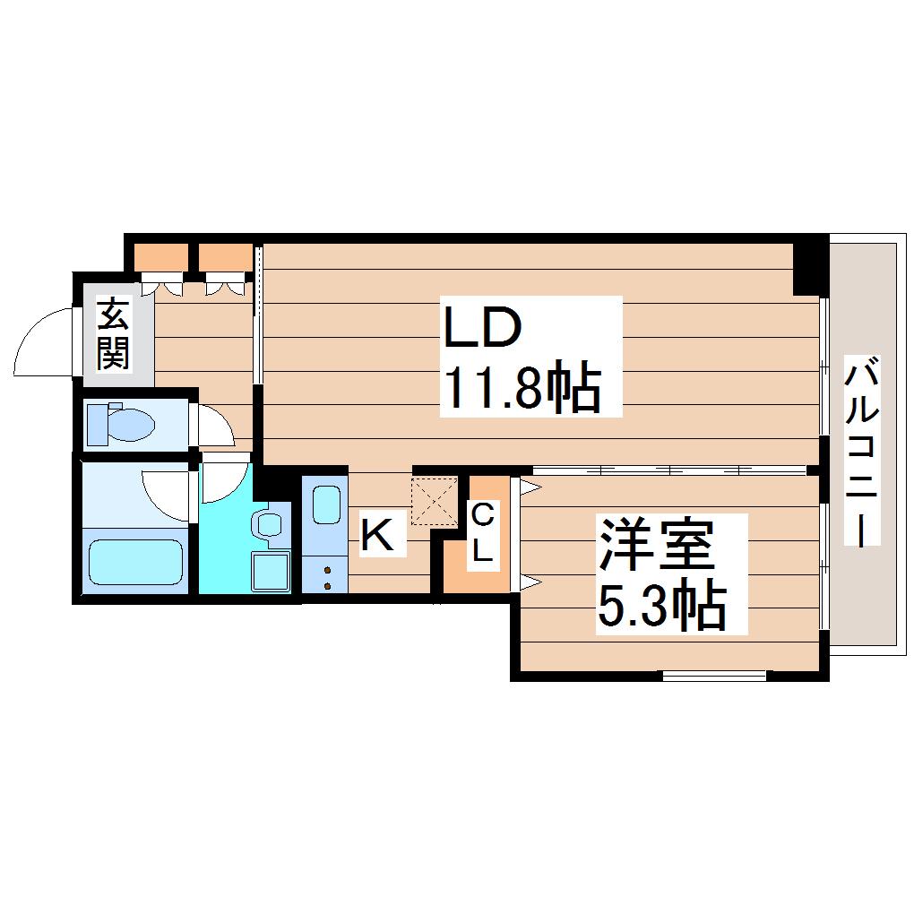 SーFORT泉中央(1LDK/3階)の間取り写真