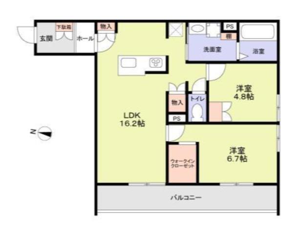 CERISIER(2LDK/1階)の間取り写真