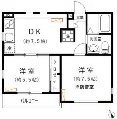 ブレーメンハウス(2DK/3階)の間取り写真