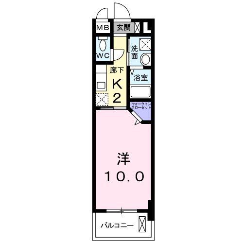 ルイシャトレ鏡(1K/1階)の間取り写真