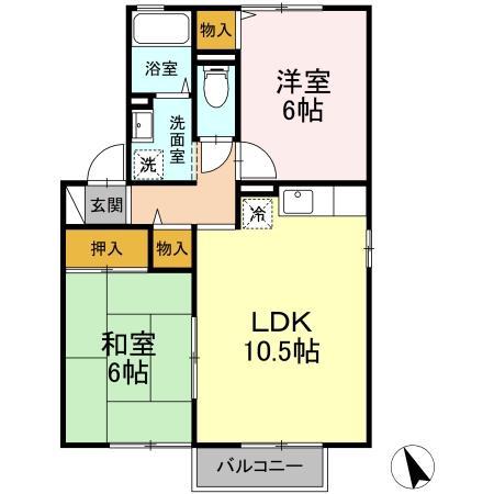 セジュール花静(2LDK/2階)の間取り写真