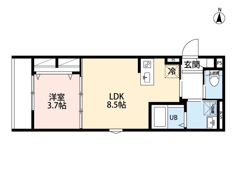 ROBOT HOME 前原II(1LDK/1階)の間取り写真