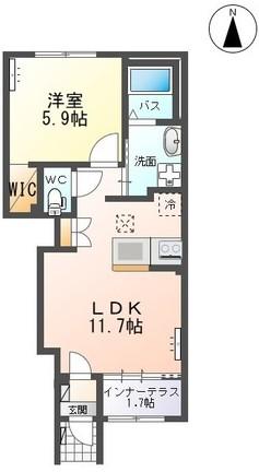 イリアス(1LDK/1階)の間取り写真