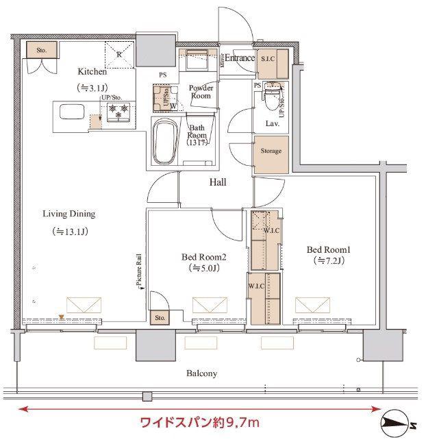 ブランシエスタ木場(2LDK/11階)の間取り写真