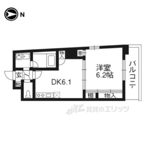 グラシオン西陣(1DK/10階)の間取り写真