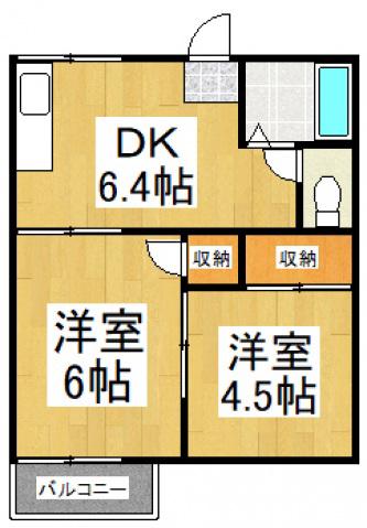 サニーコーポ(2DK/2階)の間取り写真