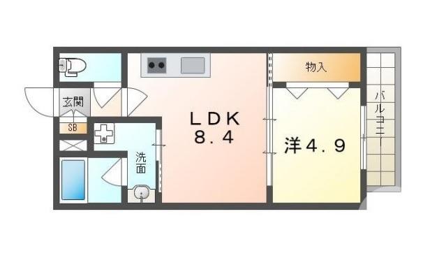 HAL中百舌鳥(1LDK/1階)の間取り写真