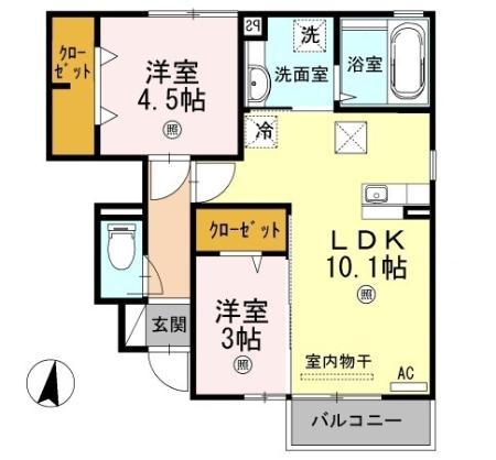 平成筑豊鉄道 豊津駅(福岡) 徒歩17分 2階建 築13年(2LDK/1階)の間取り写真