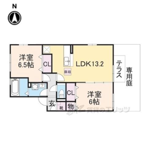 パークヒル平塚(2LDK/1階)の間取り写真