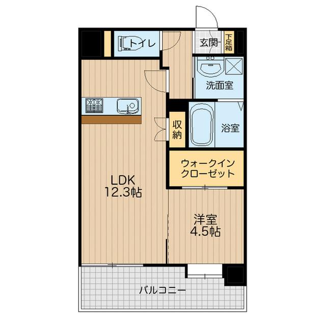 EMIUS新屋敷(1LDK/10階)の間取り写真