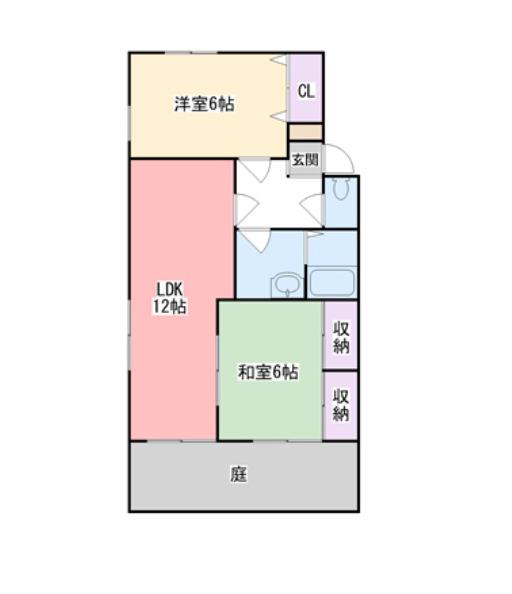 エステート宗崎II(2LDK/1階)の間取り写真