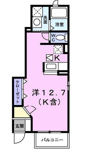 アンソレイエIII(ワンルーム/1階)の間取り写真