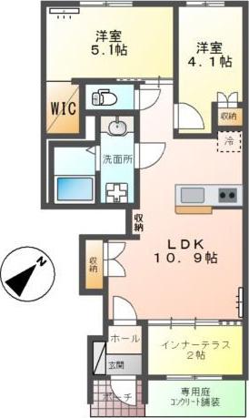 サンヴィア(2LDK/1階)の間取り写真