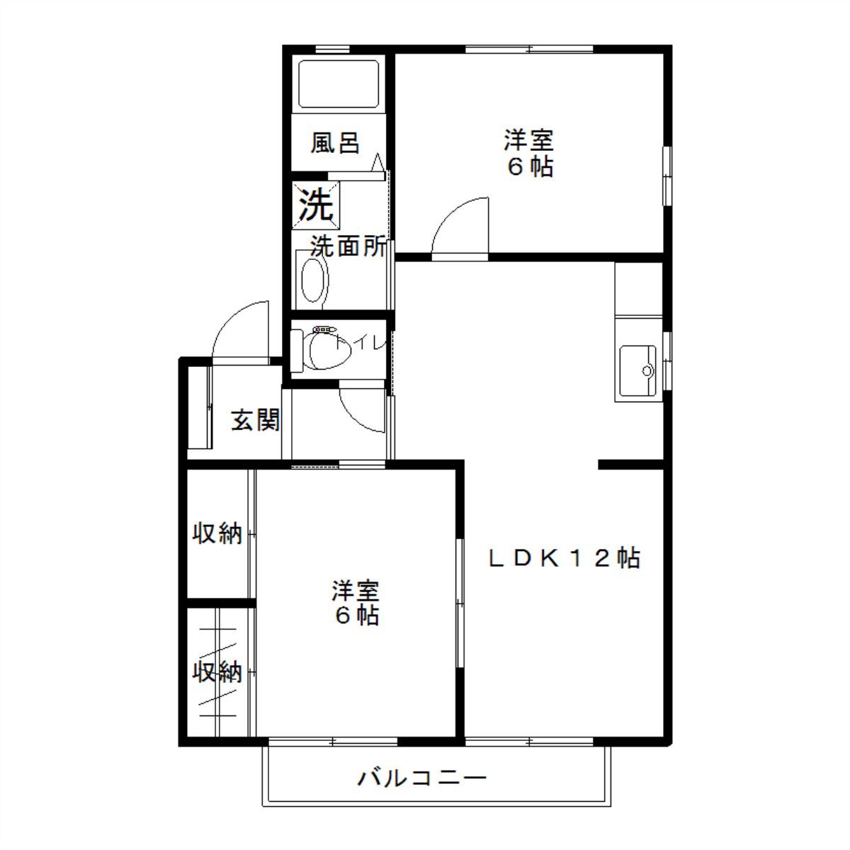 リバティタウンD(2LDK/2階)の間取り写真