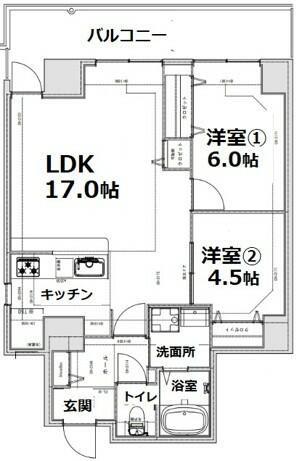シティコート目黒2棟(1LDK/3階)の間取り写真