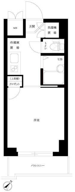 ルーブル白金高輪(1K/12階)の間取り写真