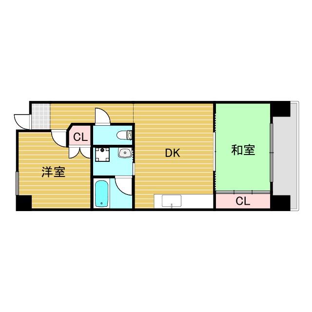 クリスタルシャトウ(2LDK/3階)の間取り写真