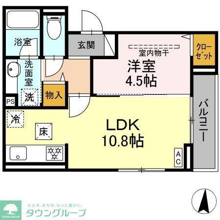 D PAINA 登戸III(1LDK/3階)の間取り写真