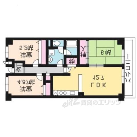 プレスティージ黄檗(3LDK/1階)の間取り写真