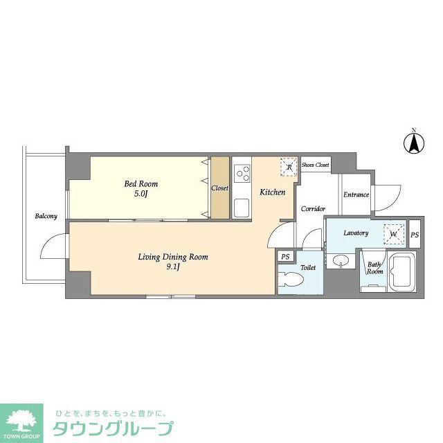 ブラウ菊川(1LDK/4階)の間取り写真