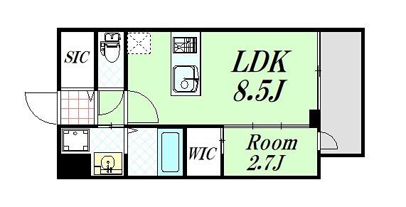 セレニテ江坂グランデ(1LDK/2階)の間取り写真
