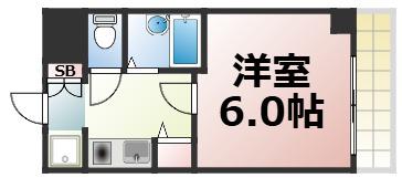 グランデージ新深江(1K/5階)の間取り写真