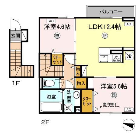 ソラーナII(2LDK/2階)の間取り写真