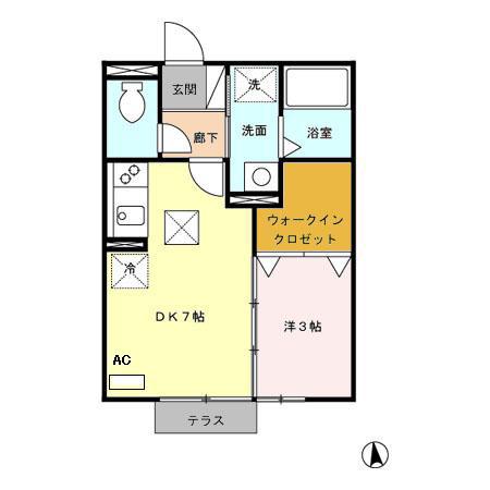 ルーチェフィオーレほうえ(1DK/1階)の間取り写真