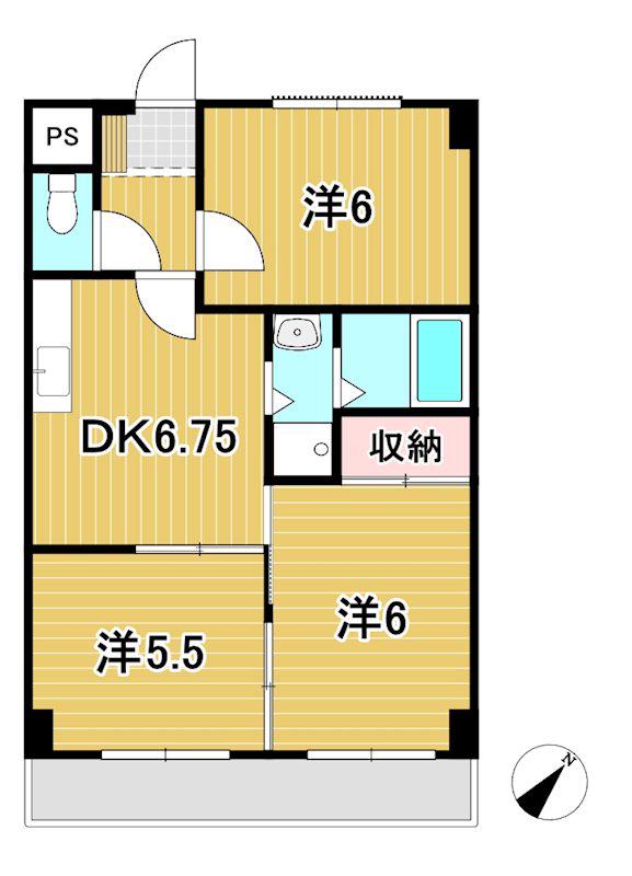 レジデンスプラザ(3DK/4階)の間取り写真