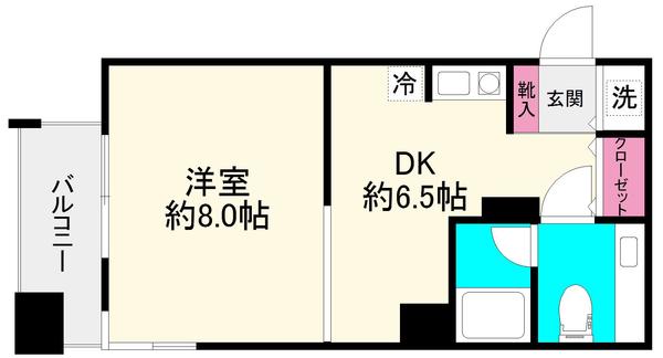 ミシナビル(1DK/7階)の間取り写真