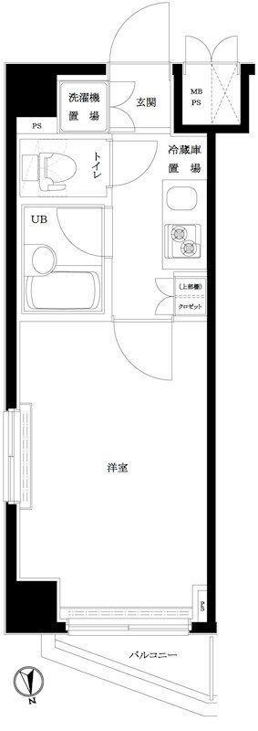 ルーブル浜田山(1K/4階)の間取り写真