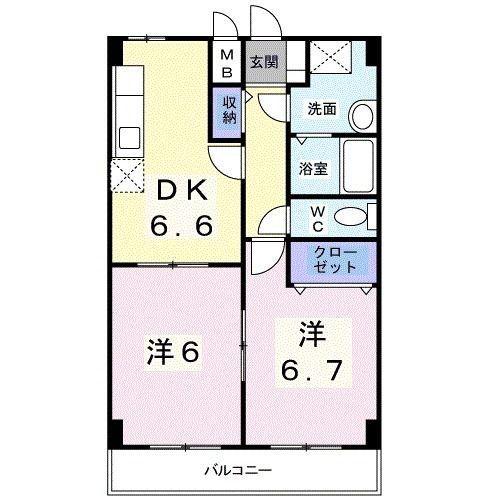 ソレイユ・T(2DK/2階)の間取り写真