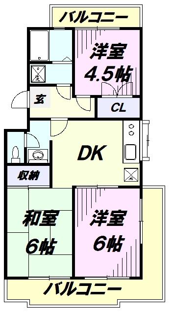 セントビラ(3DK/3階)の間取り写真