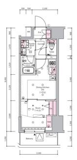 シーフォルム住吉II(1DK/2階)の間取り写真