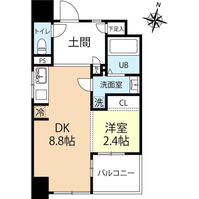 デュオフラッツ西新ウエスト(1LDK/7階)の間取り写真