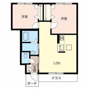 シャーメゾンヒルズ(2LDK/1階)の間取り写真