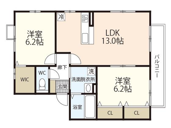 ティファニー(2LDK/2階)の間取り写真